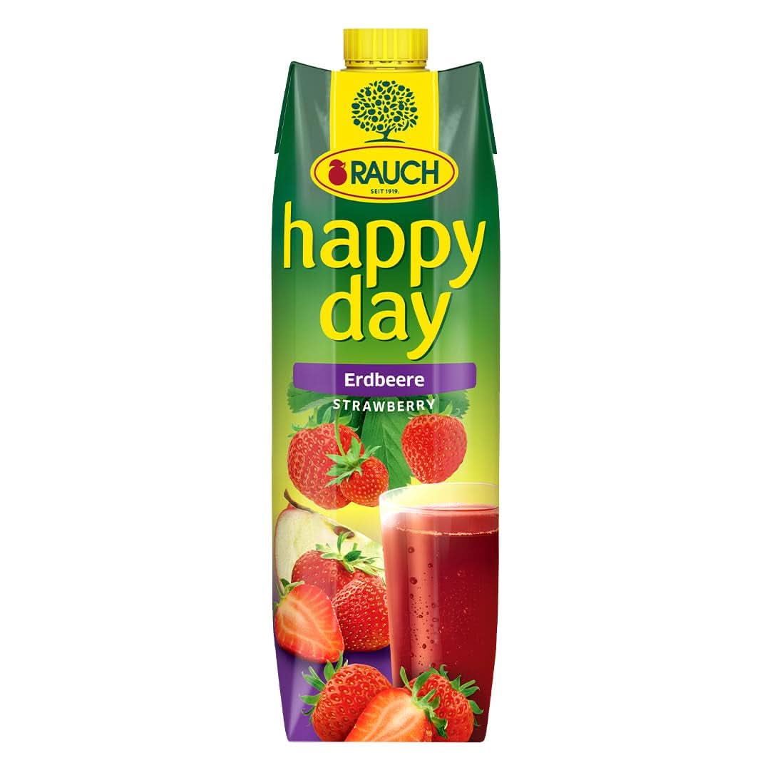Rauch Happy Day Fragola | Sapore intenso di fragola | Raffinato con mele e limone | 6X 1 litro, Tetra Prisma Bevande analcoliche Naty Shop