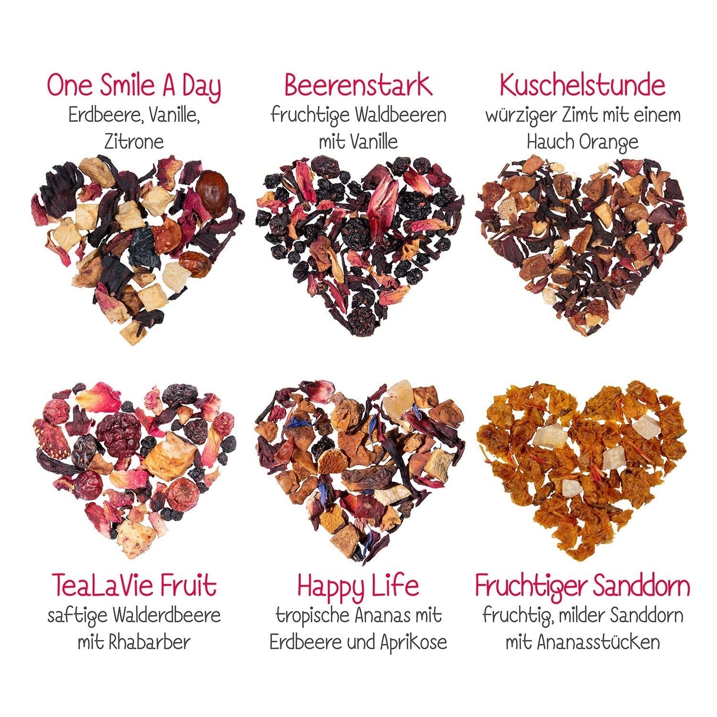 Tealavie Set regalo di 6 tè alla frutta (60 g) Set campione Confezione regalo Grazie Idee regalo per le colleghe Festa della mamma 2024
