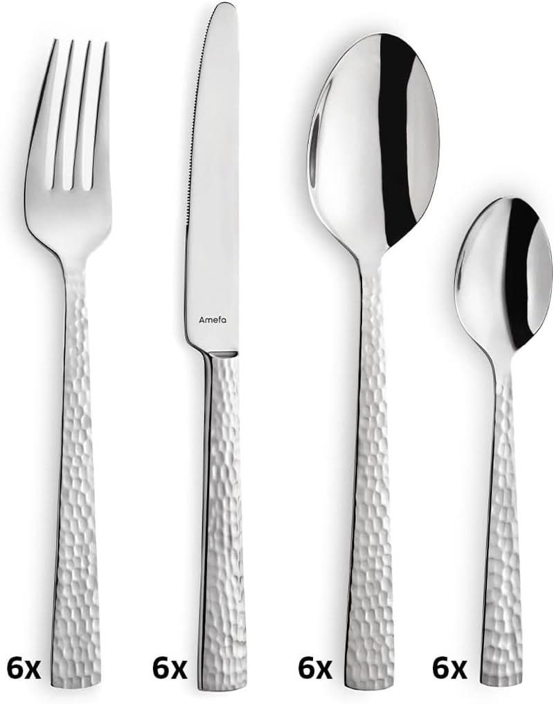 Set posate Amefa Felicity, 24 pezzi, per 6 persone, acciaio inox 18/0 Kitchen Naty Shop