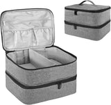 Tasche organizer per smalto per unghie, scatola portaoggetti per smalto per unghie doppia, borsa organizer per cosmetici per design cosmetico per 30 bottiglie di base Neonail (15 ml-0,5 fl.oz) e 1 lampada per unghie (nero)
