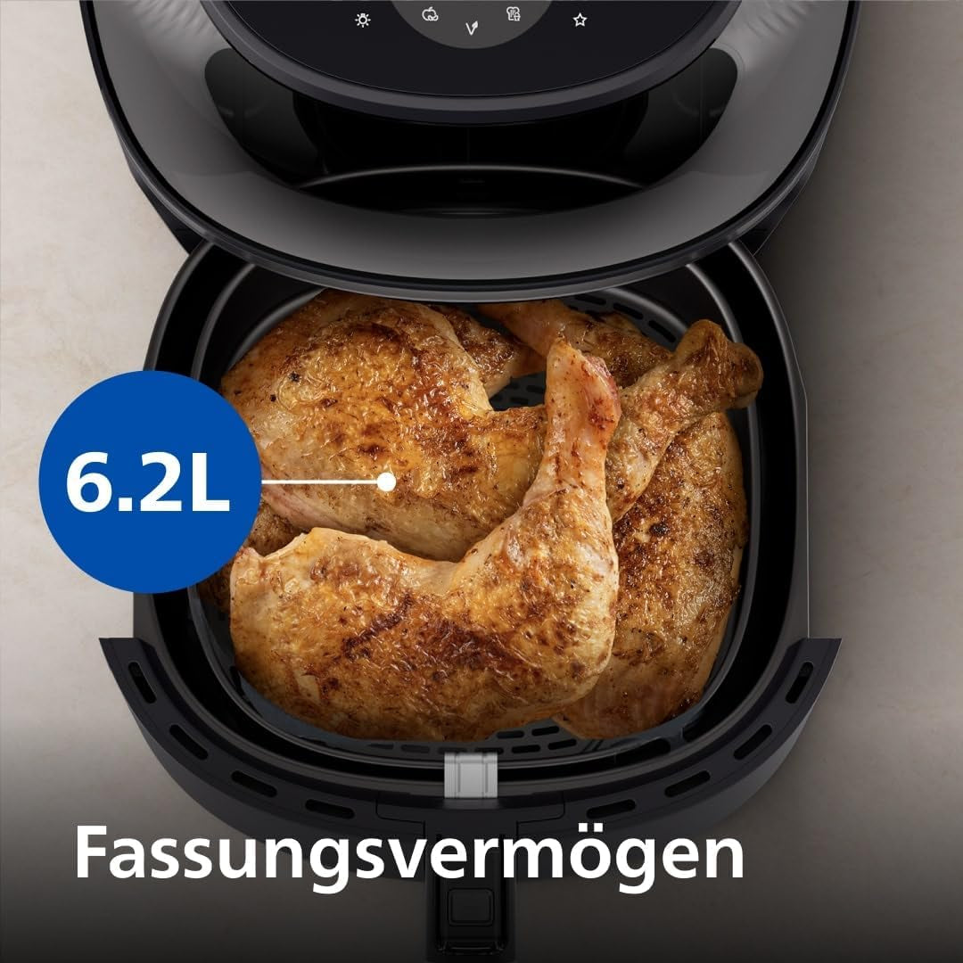 Philips Airfryer 3000 Series 6,2 L, Finestra di cottura, 16 funzioni di cottura in 1, Tecnologia Rapidair plus, Rimozione grasso, Applicazione ricette Homeid Appliances Naty Shop