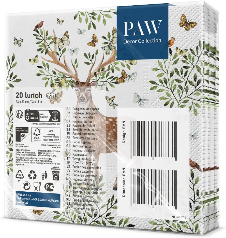 ZAMPA - Tovaglioli 3 Veli (33 X 33 Cm) I 20 Pezzi I Perfetti per Compleanni, Feste, Comunioni e Festività dei Bambini I Tovaglioli di carta colorati con motivi party I Animali, Gioia, Festa - Corna
