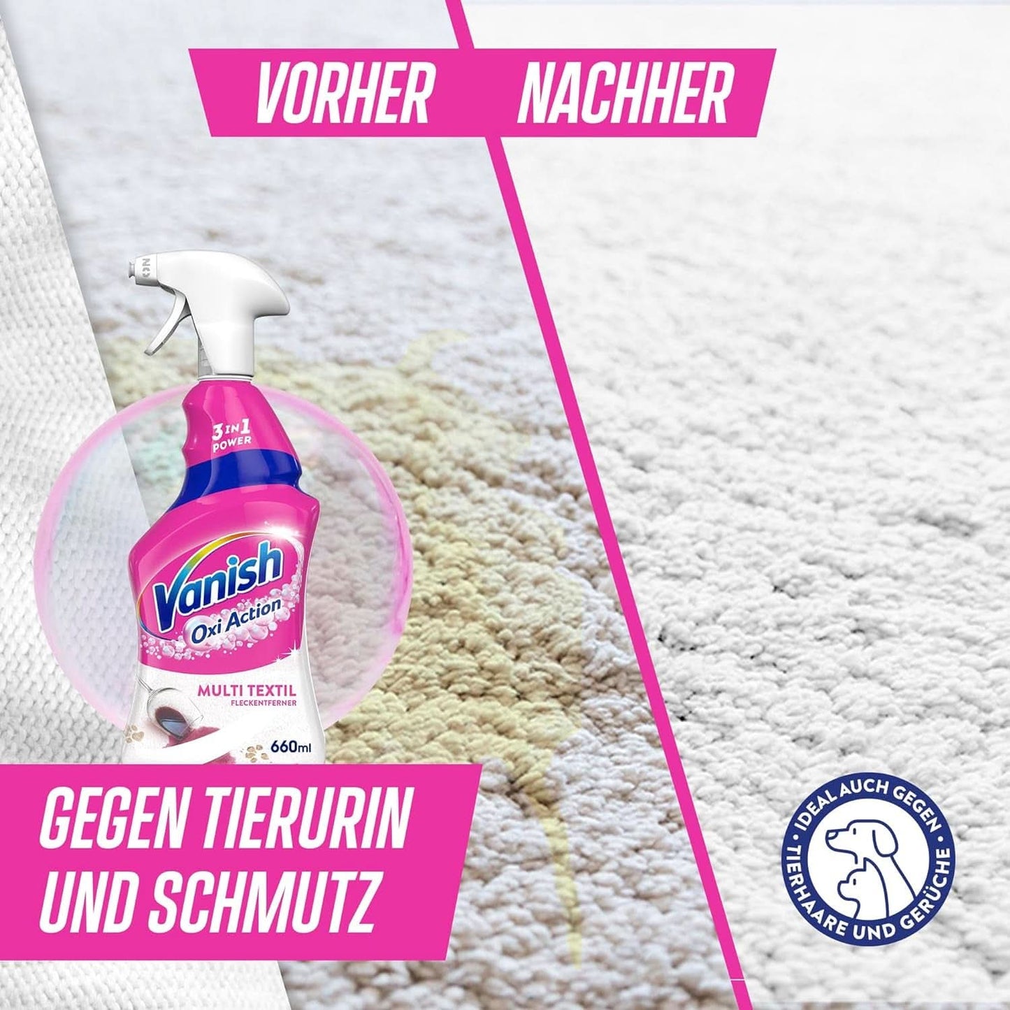 Vanish Oxi Action Multi - Smacchiatore Tessili Spray - 660 ml - Detergente tessile per tappeti e tappezzerie - contro sporco e odore di urina Naty Shop