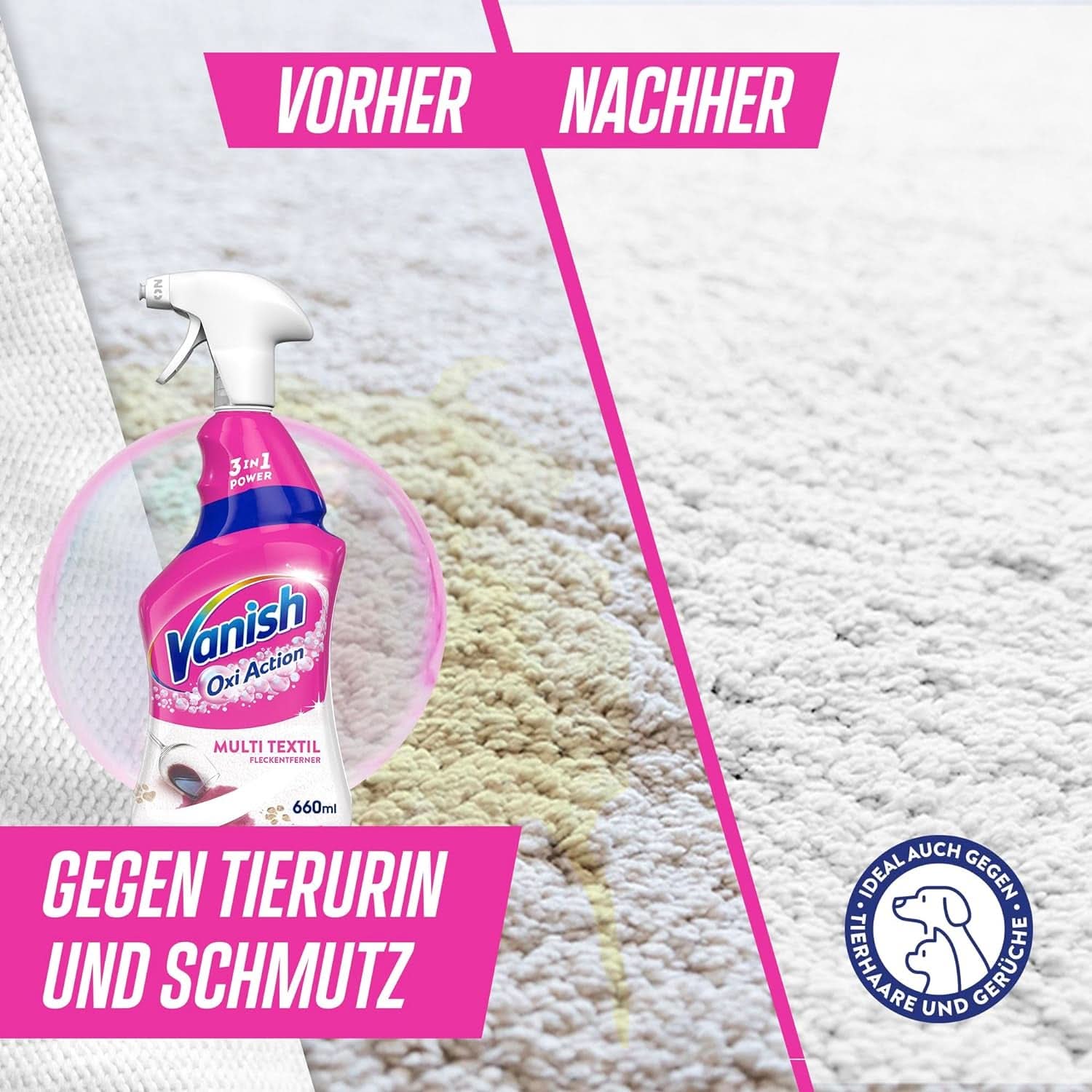 Vanish Oxi Action Multi - Smacchiatore Tessili Spray - 660 ml - Detergente tessile per tappeti e tappezzerie - contro sporco e odore di urina Naty Shop
