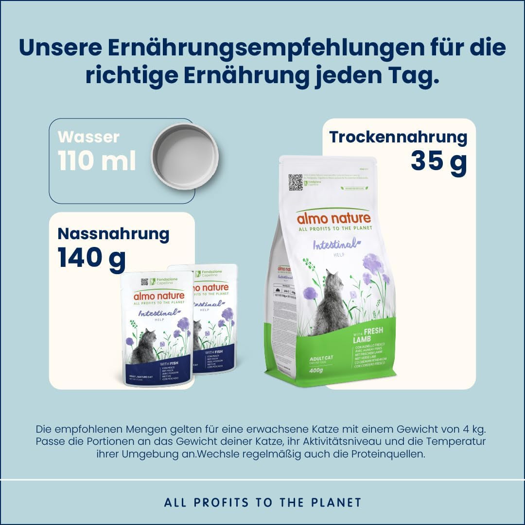Almo Nature Functional - Intestinal Help - Alimento umido per gatti adulti e maturi con intestino sensibile - con pesce - sostiene il microbioma - 70 g (confezione da 30)
