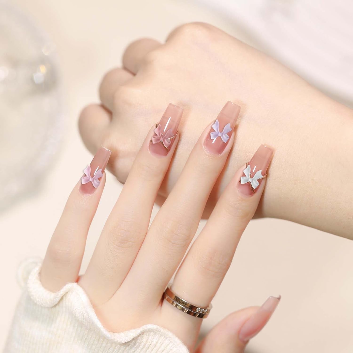 Set di decorazioni per unghie 3D da 100 pezzi Schleifen Nagelanhänger Nagelkunst Dekorationen Schleife Für Acrylnägel, Süße Kawaii-Schleifenanhänger, Hübsche Nagel-Schleifenanhänger-Dekoration