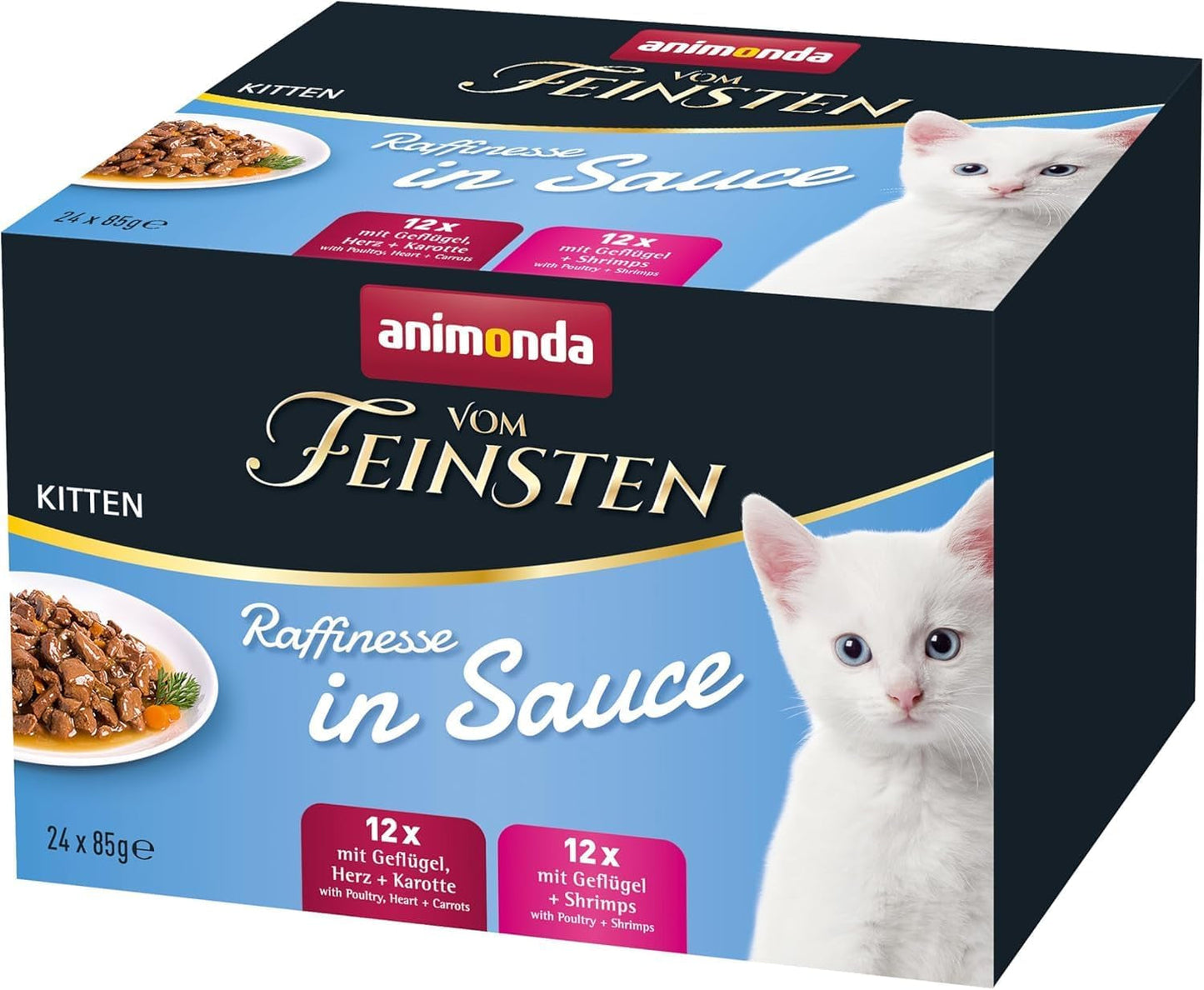 animonda vom Feinsten Premium Kitten Cibo umido per gatti, Aromi raffinati in salsa, 24 bustine (24 x 85g), Cibo umido di alta qualità per gatti, senza zucchero, Miscela mista
