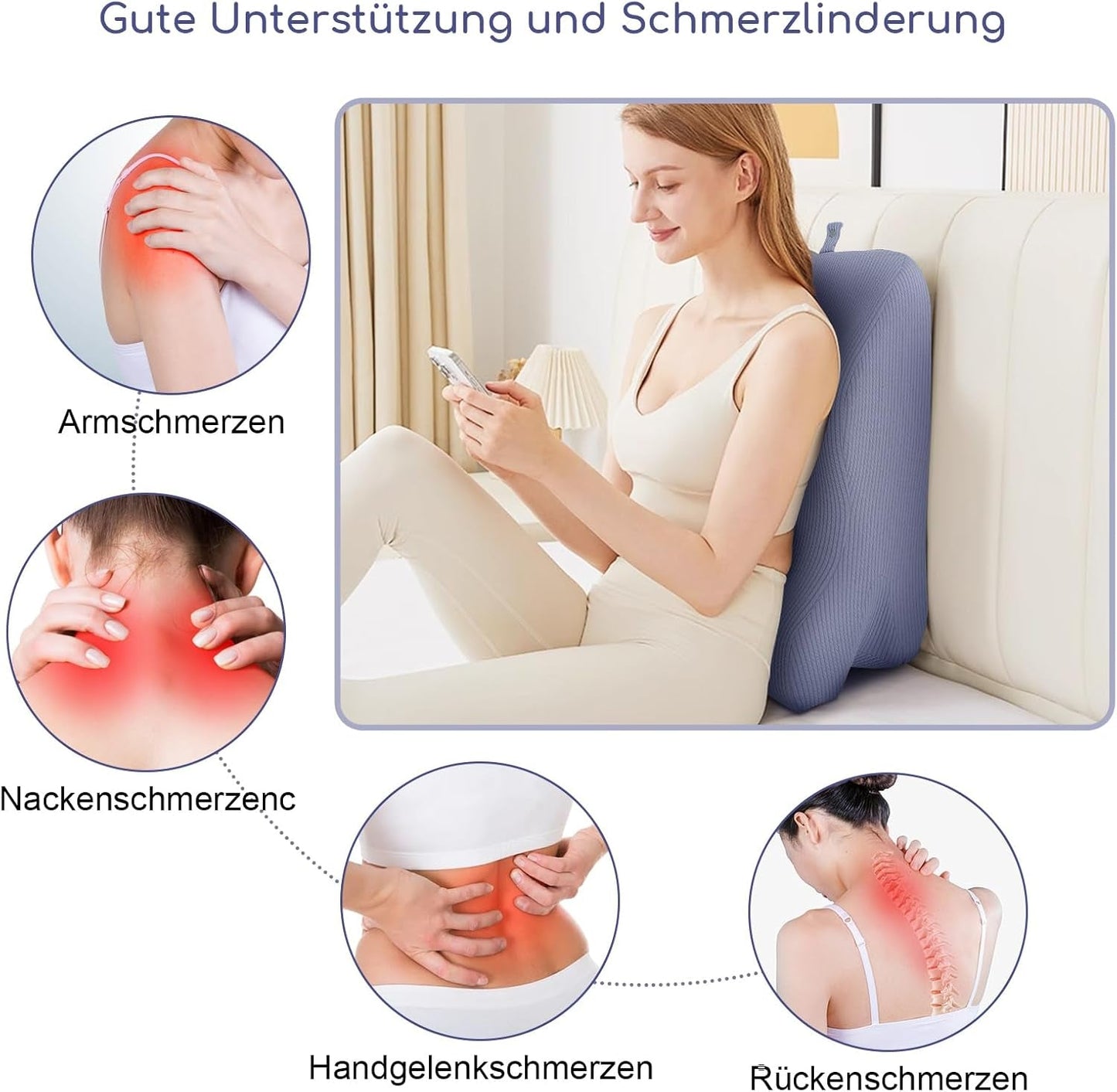 Cuscino da lettura per letto e divano, Cuscino in piuma, Cuscino da letto in memory foam, Cuscino per dormire sul fianco, Cuscino ergonomico per il supporto della schiena per leggere e guardare la TV
