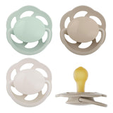 nip - Verde Ciliegia | 0-6 mesi | Confezione da 4 | Suzeta per bebeluși, potenza per alaptare e per loro. Tessuto sostenibile, realizzato in materiale naturale, verde scuro/marrone