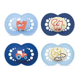Ciuccio MAM Original Day & Night Matt | 6-16 mesi | Accettazione 94% | Il ciuccio per bambini aiuta a prevenire l'allineamento indesiderato dei denti | Sviluppato insieme ai dentisti | Pelle morbida in silicone | Volpe/Luna | Confezione da 4