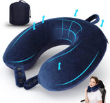 TALLGO Cuscino da Viaggio per Collo, Il Miglior Cuscino per Aereo in Memory Foam per Poggiatesta, Morbido Cuscino Regolabile per Aereo, Auto e Casa, Cuscini Ortopedici Cervicali Rosa Naty Shop Standard Blu