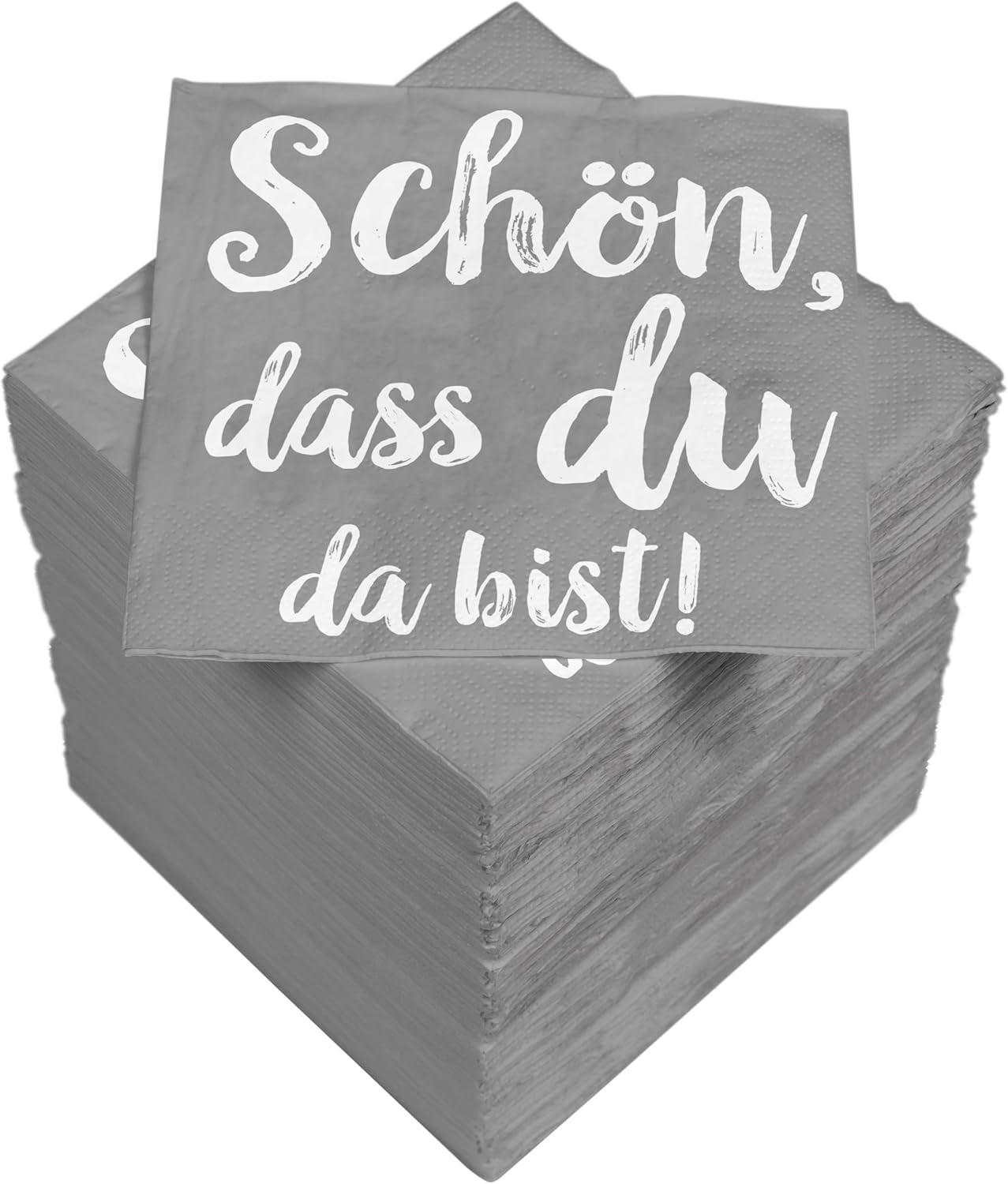 Tovaglioli da cocktail HEKU 'Schön Dass Du Da Bist', 3 strati, 25X25Cm, 150 pezzi I Design elegante I Ideale per festeggiamenti I Praticamente confezionato