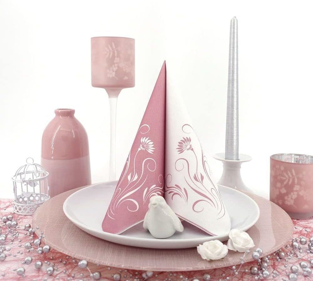 Appartina Elegantia 40X40 cm Tovaglioli Airlaid Simil Tessuto, Tovagliolo Nuziale di Alta Qualità, Tovaglioli Nuziali Simil Tessuto Tovaglioli Usa E Getta per Varie Occasioni (Rosa Antico)