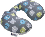 Medi Partners Cuscino per il collo del bambino Supporto per il collo 100% cotone / minky cuscino per il collo del bambino per auto passeggino viaggio viaggio sonno cuscino per il collo snooze roll (REH con Minky grigio) Cuscini ortopedici cervicali Naty Shop Creatures con Minky grigio