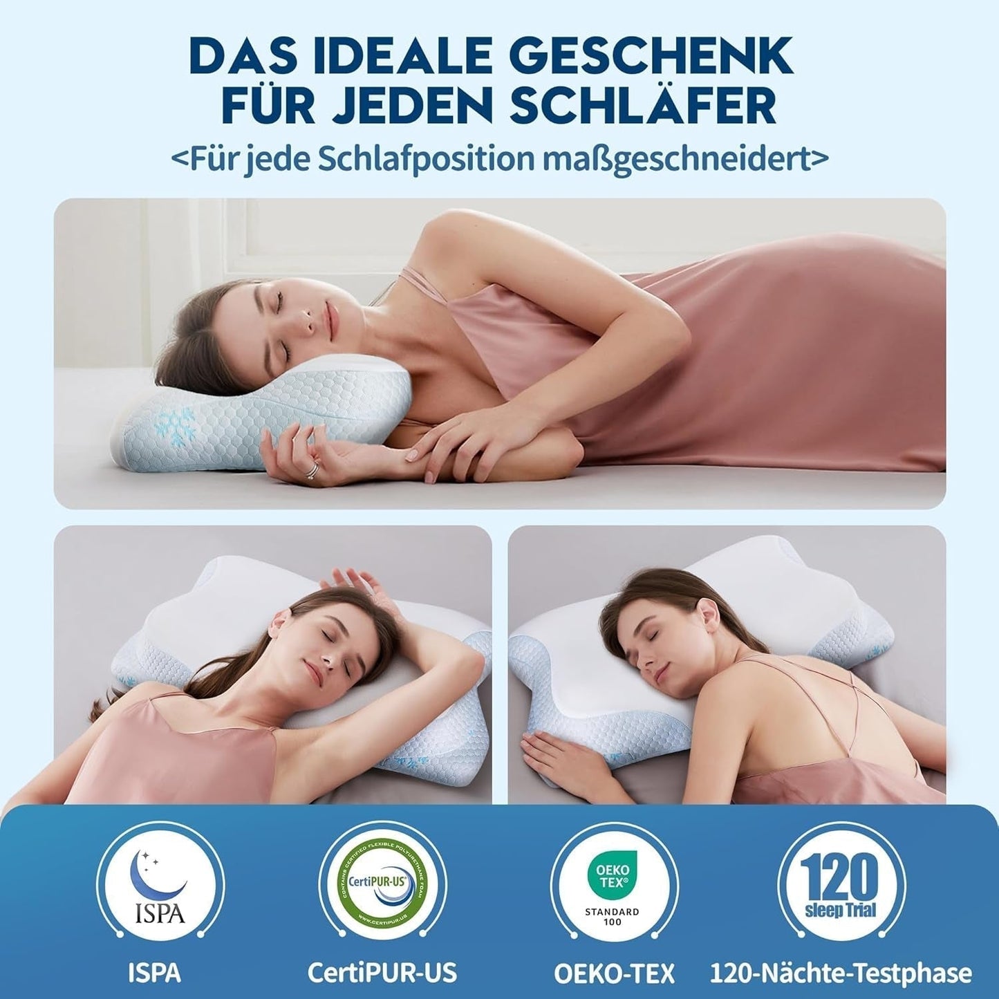 Cloudétoile Cuscino per Collo Cuscino in Memory Foam - Cuscino Ortopedico ergonomico 2 in 1 Cuscino in Visco Foam Cuscino per Sostegno per Collo per Dormiente Laterale Cuscino in Memory Foam Regolabile in Altezza Bianco 64X38X12 cm Cuscini Ortopedici Cervicali Naty Shop