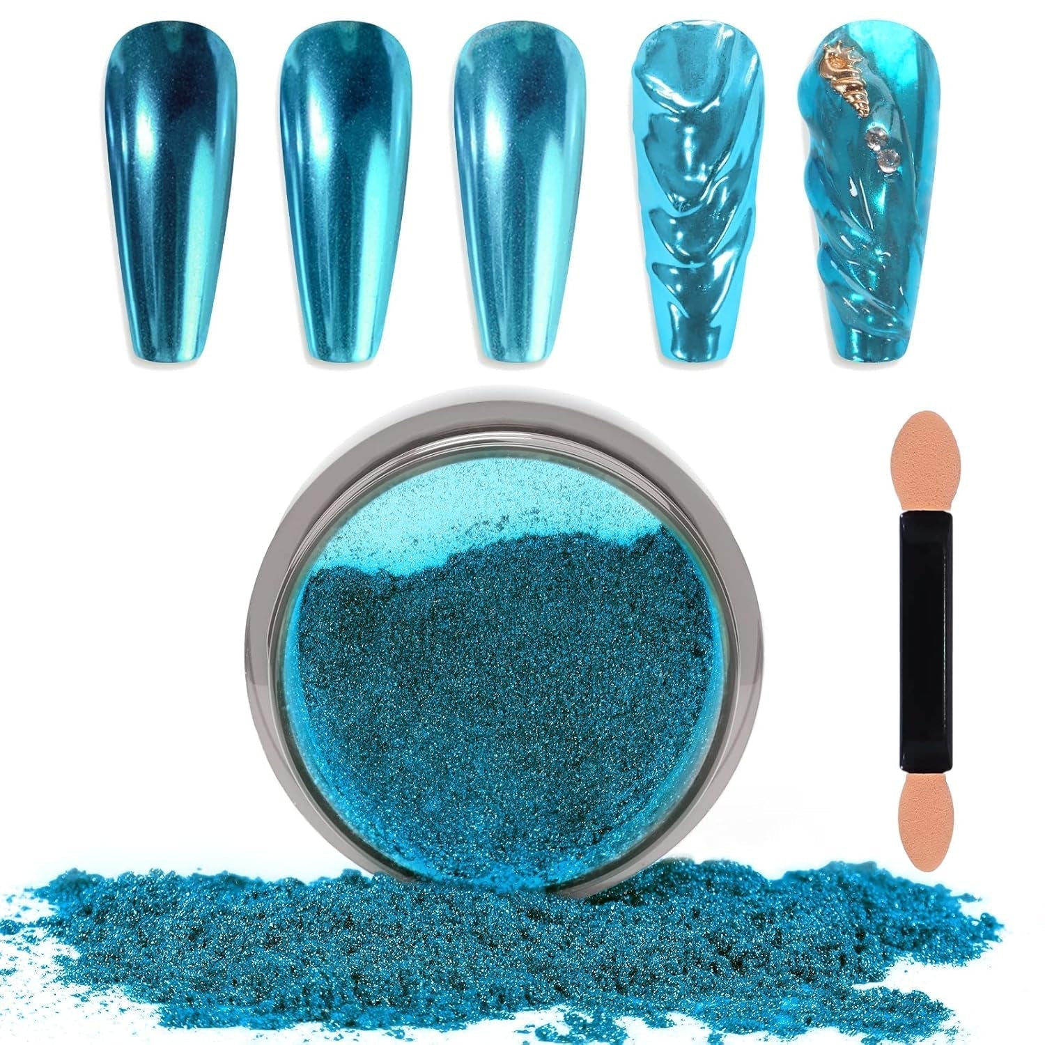 Chrome Nagel Pulver Spiegel Effekt Metallic Staub Holographische Glitter Glasierte Maniküre Dekoration Pigment riflettente per lo smalto gel fai da te Nail Art, Harz Handwork, Geschenke Für Gold