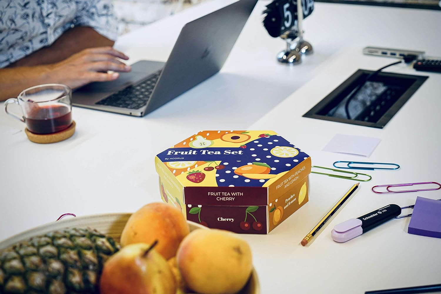 ACORO | Set da tè alla frutta di lusso | Set regalo con tè naturali in 6 gusti | Tisane, infusi alla frutta | Assortimento di tè | Scatola da tè con 60 bustine di tè