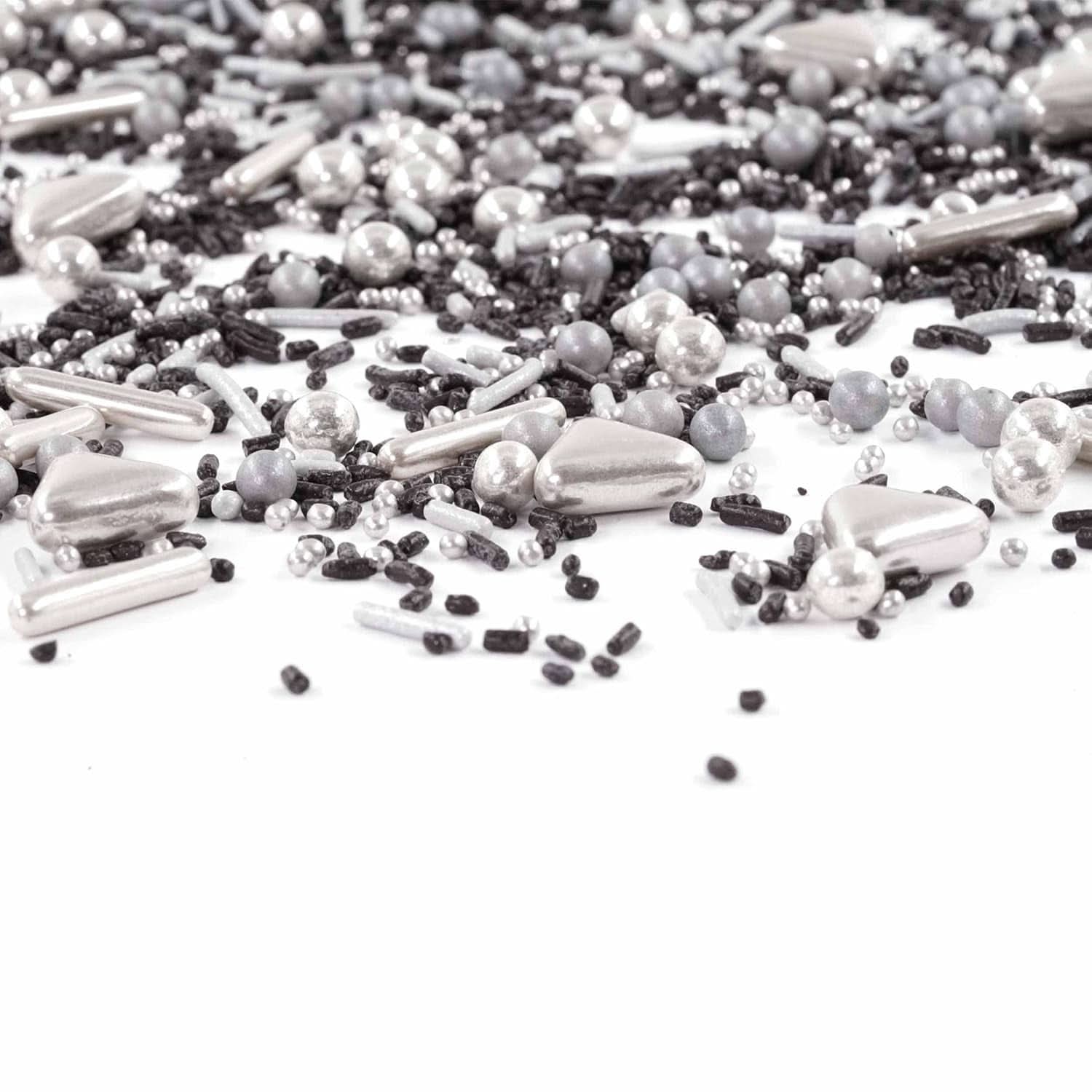 Streusel Glück Black Beauty, Mix Sprinkles Silver - Nero, 90 grammi Sprinkles Naty Shop