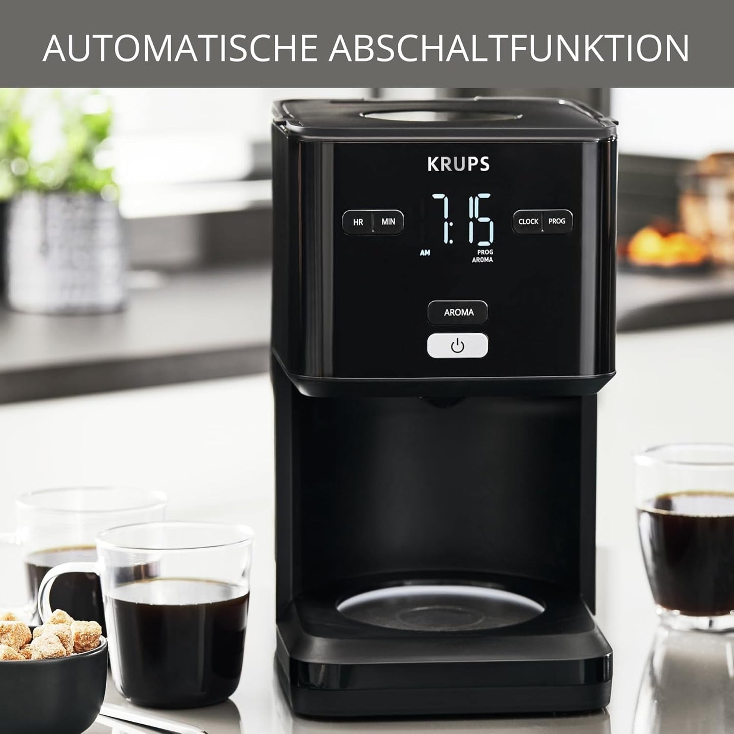 Macchina da caffè Krups Smart'n Light con timer, per 1,25 litri di caffè filtro, funzione di mantenimento in caldo, spegnimento automatico, nero, KM600810