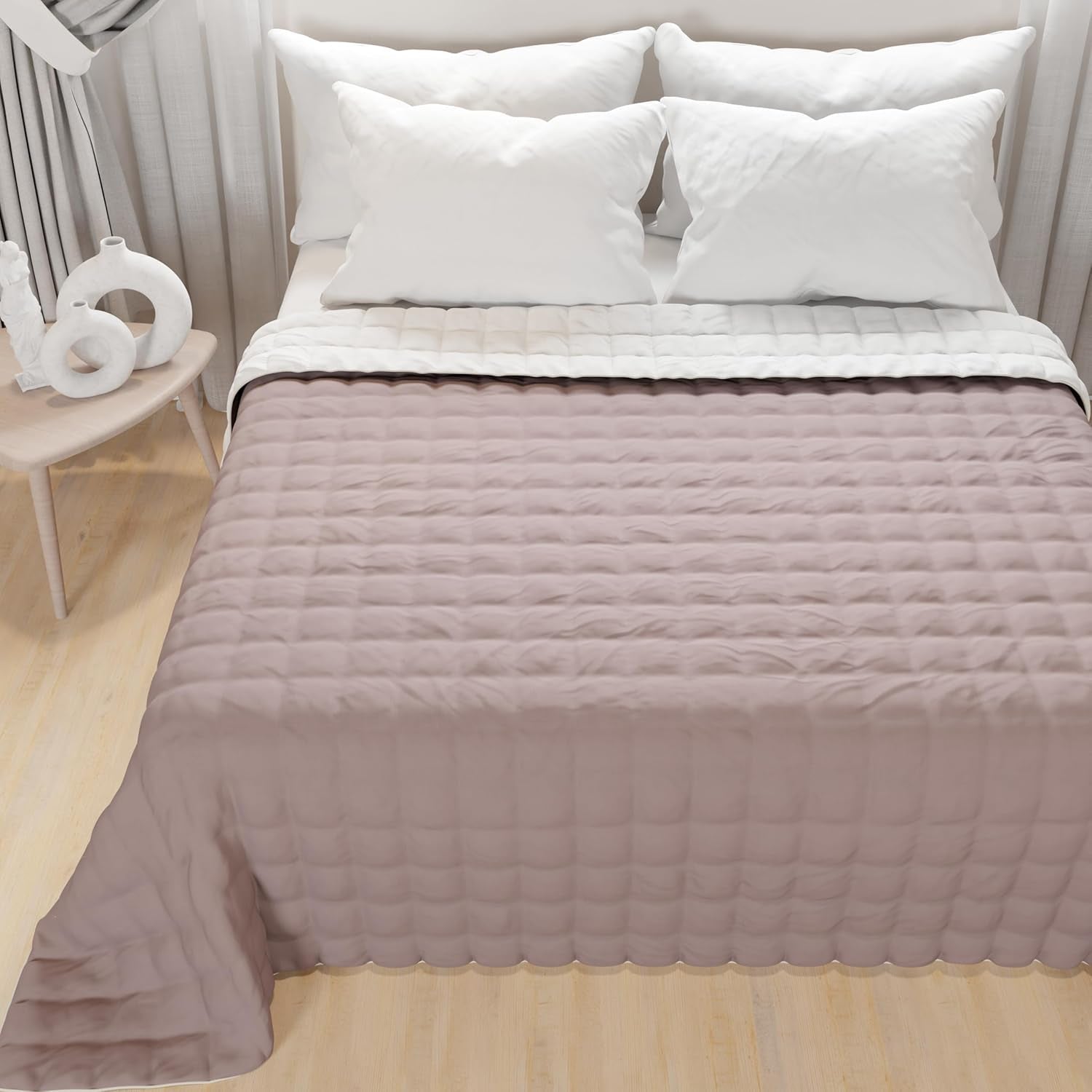 PETTI Artigiani Italiani - Copriletto singolo, copriletto double face, copriletto primaverile, blu notte, bianco, 100% Made in Italy