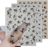JMEOWIO 6 Blatt 3D Nagelsticker Blumen Nail Art Sticker Selbstklebend Nagelaufkleber 5D Stereoscopico Frühling Sommer Blumen Dekoration Nageldesign Zubehör