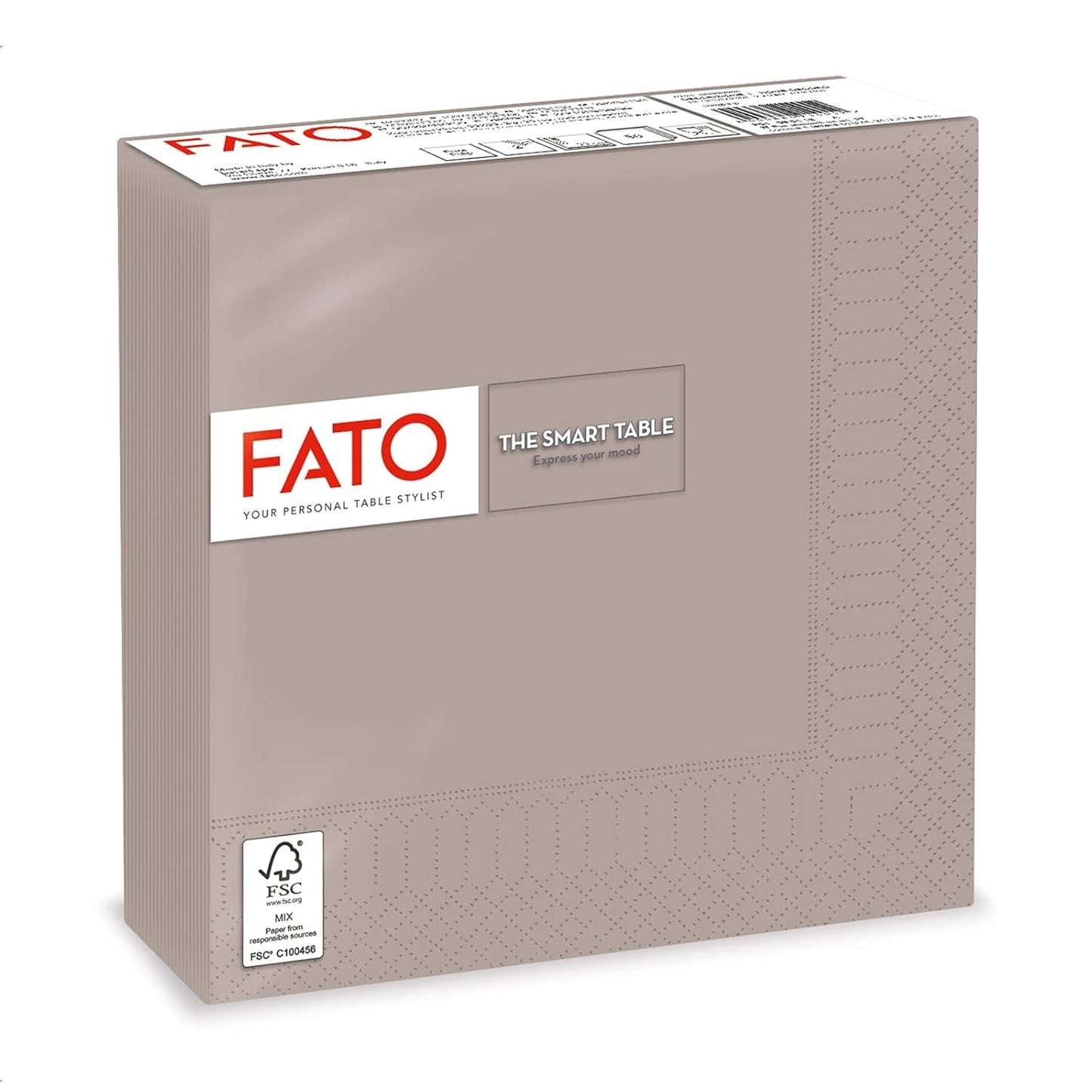 Fato, Tovaglioli Carta Usa E Getta, Ideale per Pranzi Casual e Buffet, Confezione da 50 Tovaglioli, Misura 33X33, Piegato in 4, 2 Strati, Tortora, Carta 100% Pura Cellulosa, Certificato Fsc