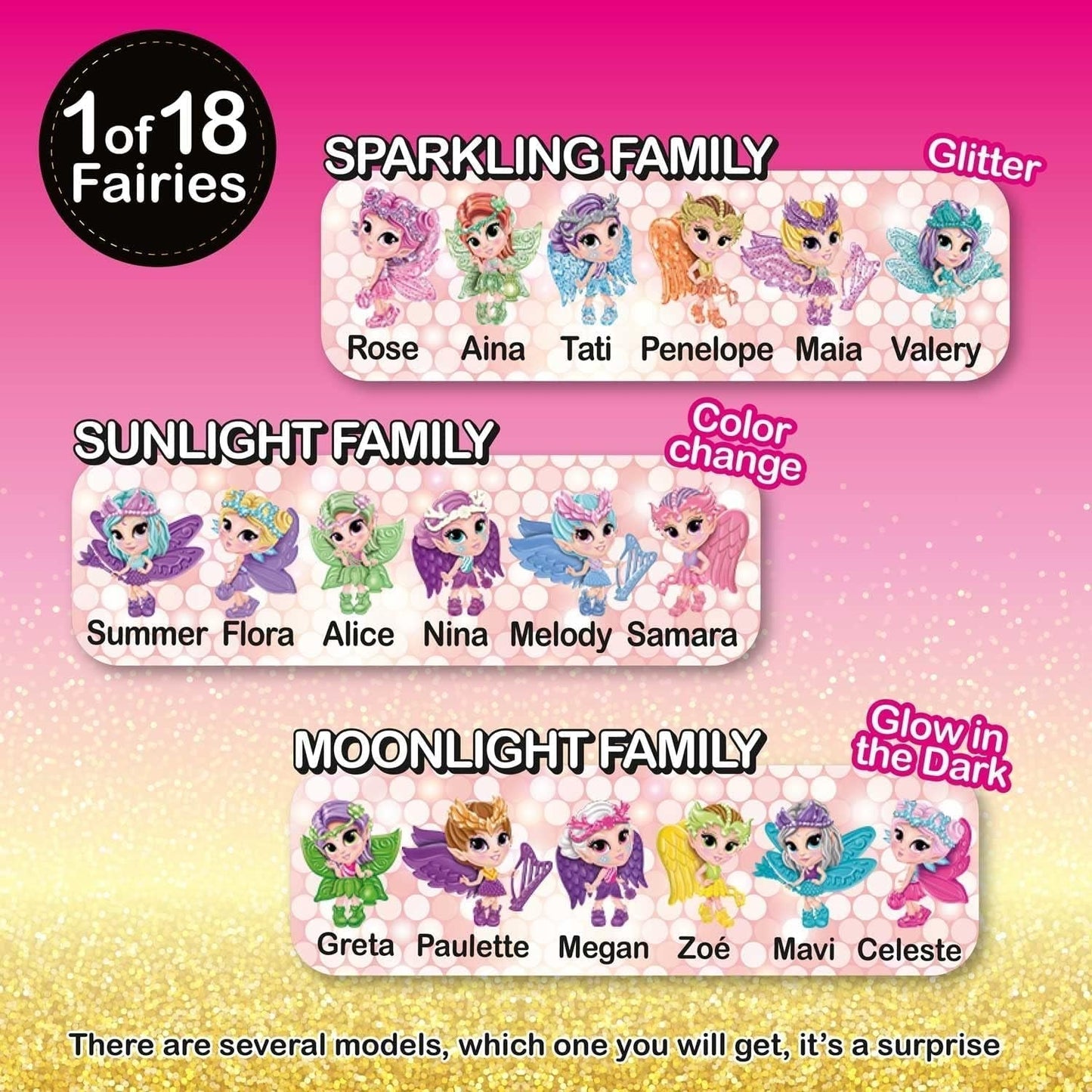 CRAZE Fata in tasca | Fata bambola con ali, giocattolo fata da collezione con effetti speciali come glitter, fosforescenti e cambio colore Dolls Naty Shop