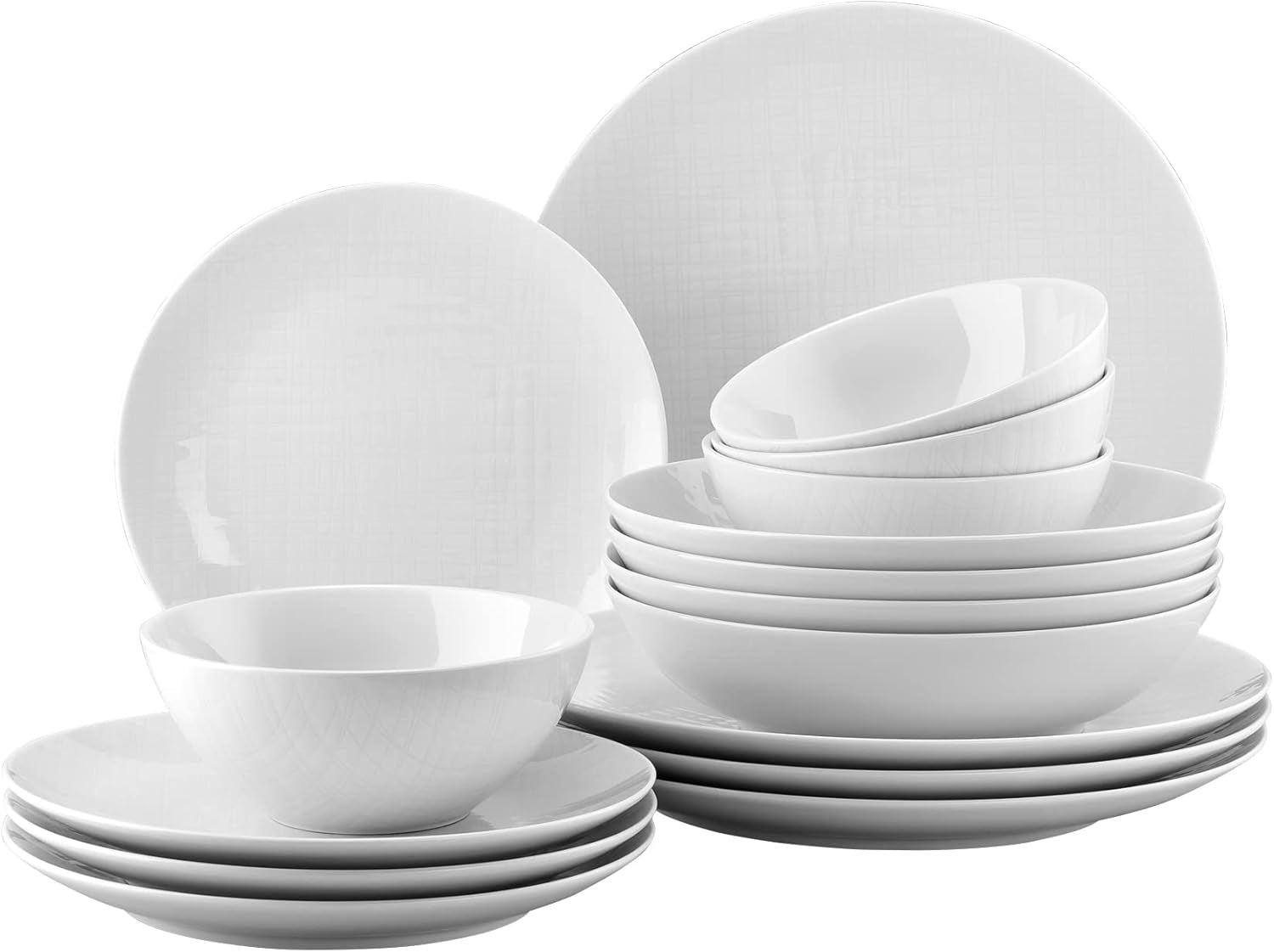 Rosenthal 11770-800001-28370 Set Mesh, 16 pezzi, composto da 4 piatti (profondità 21 cm, piatti 21/27 cm), ciotole per cereali 14 cm, bianco