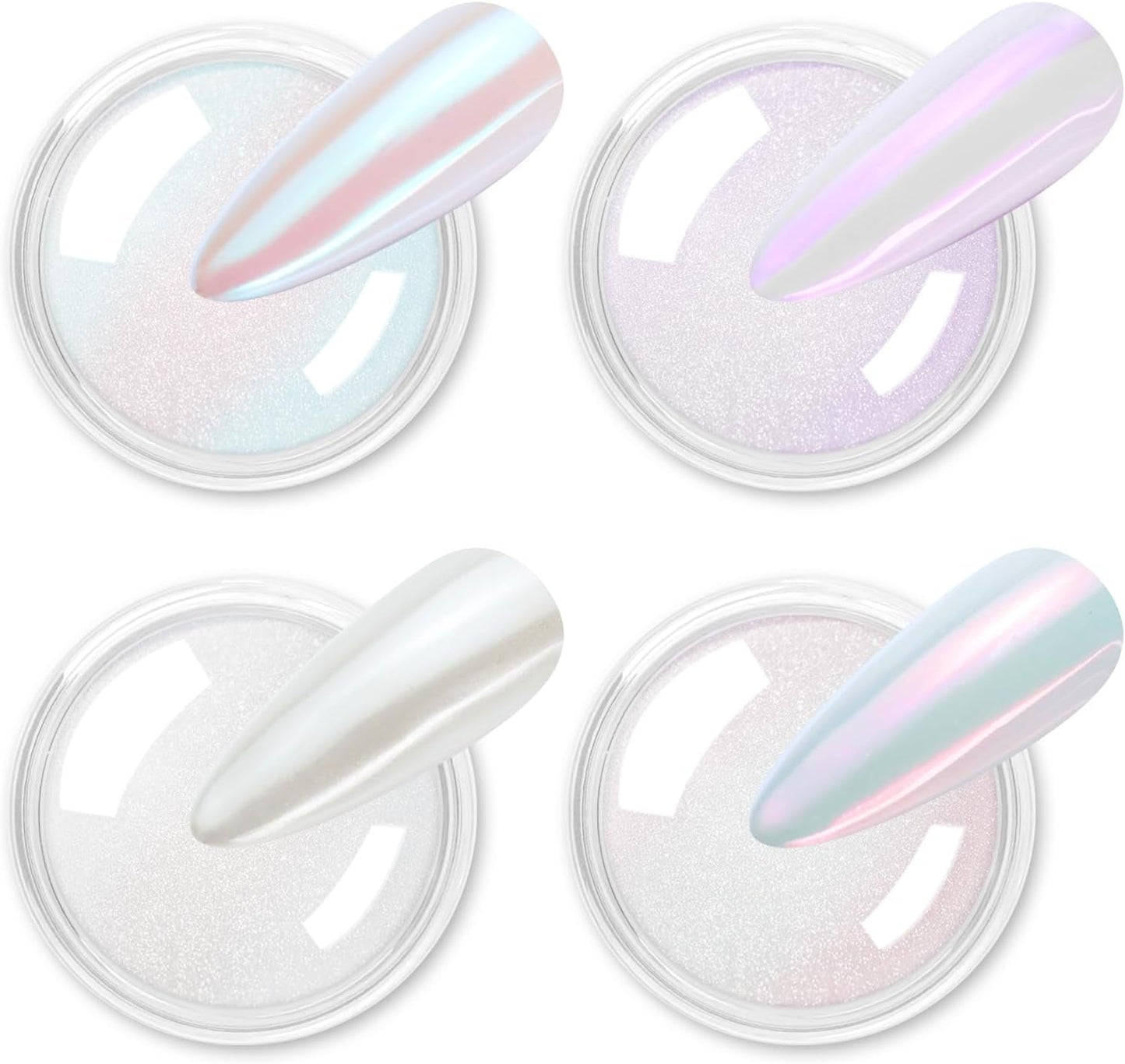 Chrom Nagel Pulver 4 colori irisierendes Aurora Pulver Metallic Spiegel Effekt Pigment Pearlescent Meerjungfrau Glitter Einhorn Glitter per smalto gel Nail Art Dekoration-Purpurgrüner Jadeit