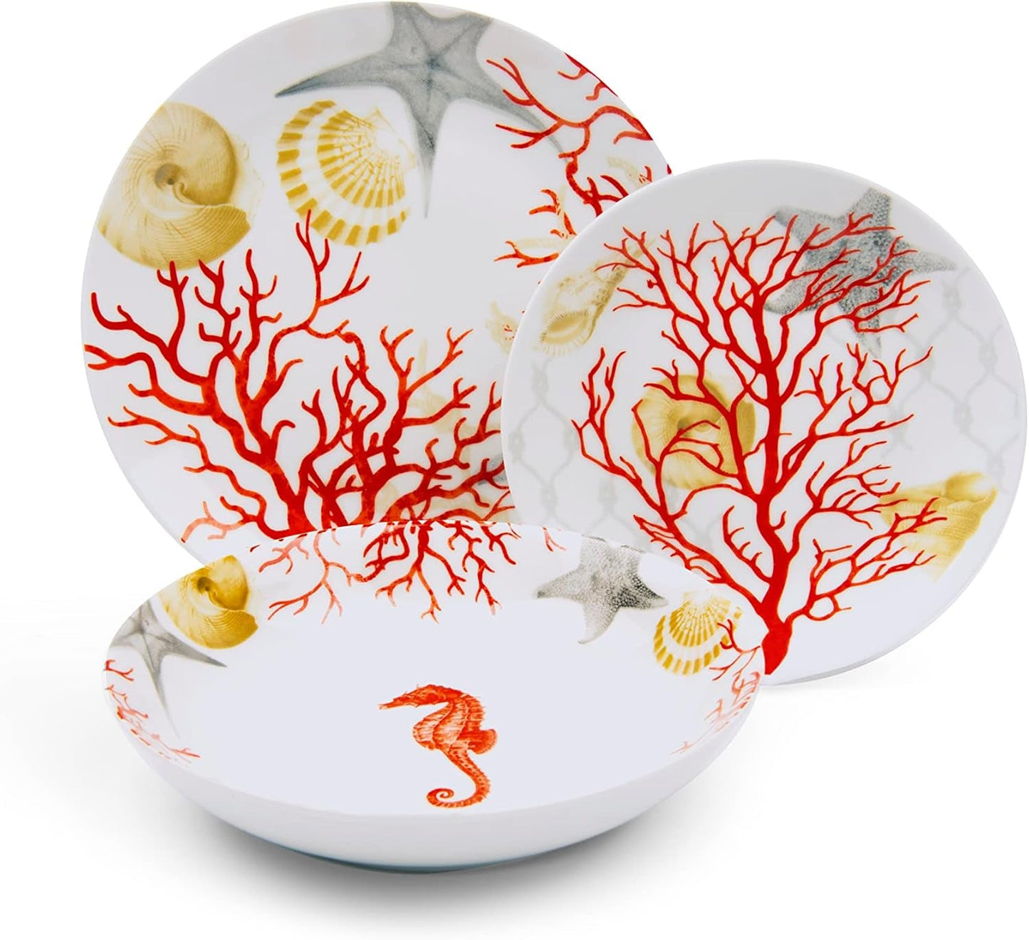 Servizio tavola Excelsa Coral, 18 pezzi, porcellana, rosso