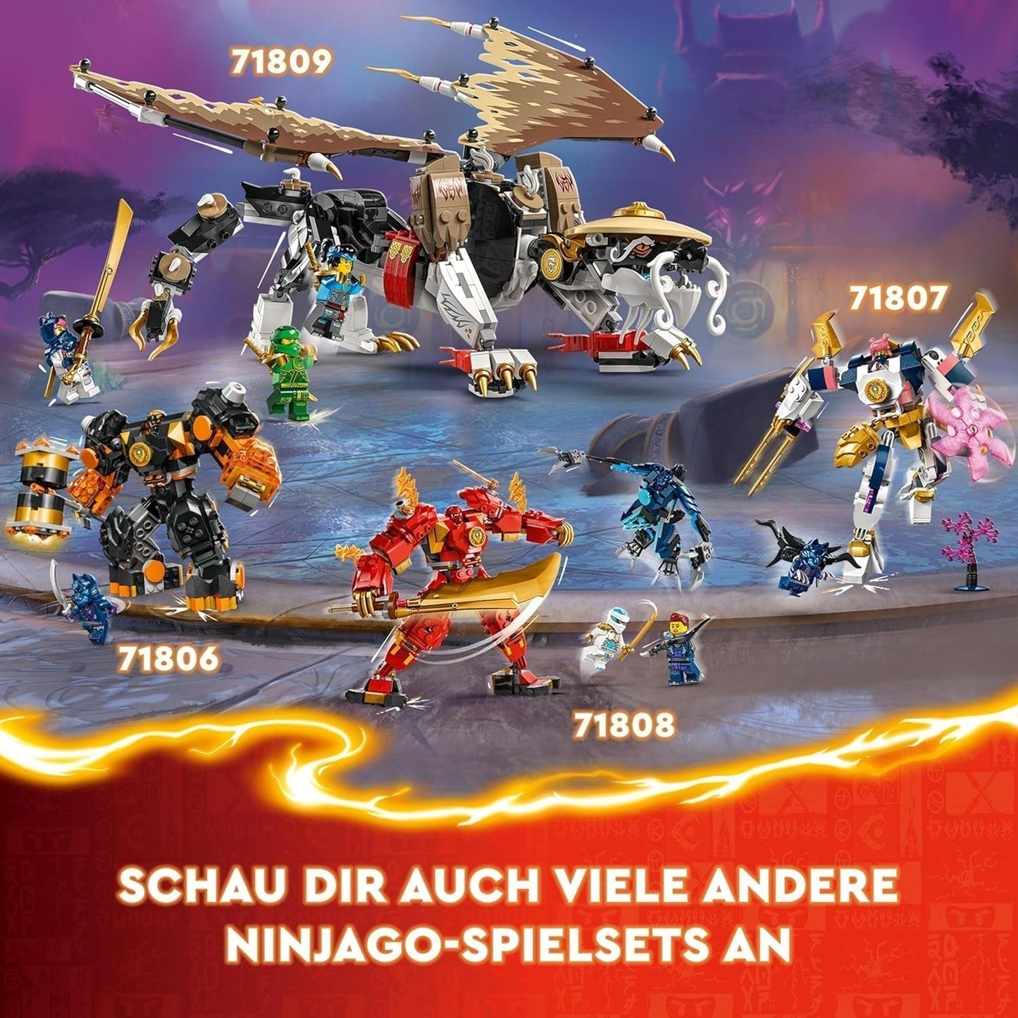LEGO NINJAGO Egalt Dragon Master, set Ninja con drago giocattolo e 5 personaggi tra cui Lloyd e NYA, Dragon Master, regalo per ragazzi e ragazze a partire da 8 anni 71809 Set da costruzione Beuche den LEGO-Store