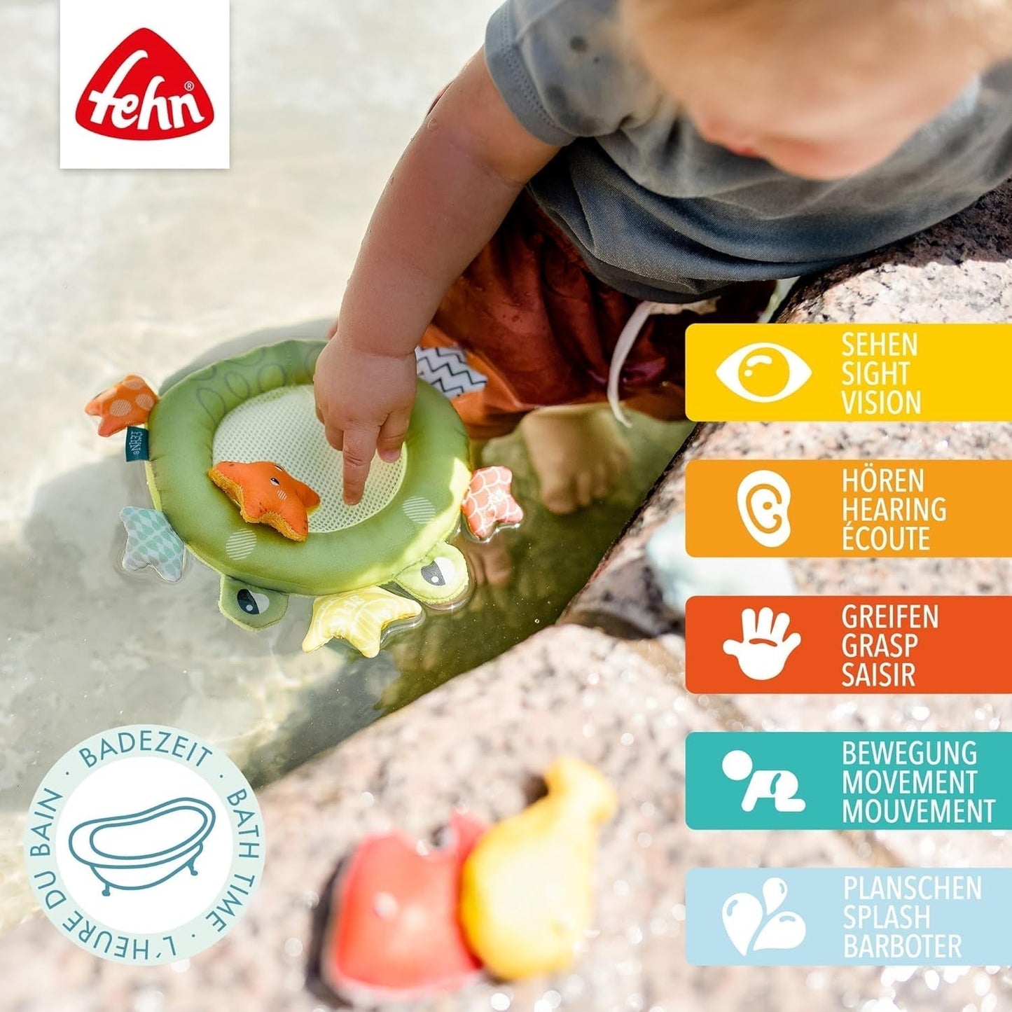 Rete da bagno a forma di rana Fehn - Giocattolo da bagnetto per vasca da bagno - Gioco acquatico galleggiante per un gioioso divertimento in bagno - Giocattolo da bagno per neonati e bambini da 0+ mesi Baby Toys Naty Shop