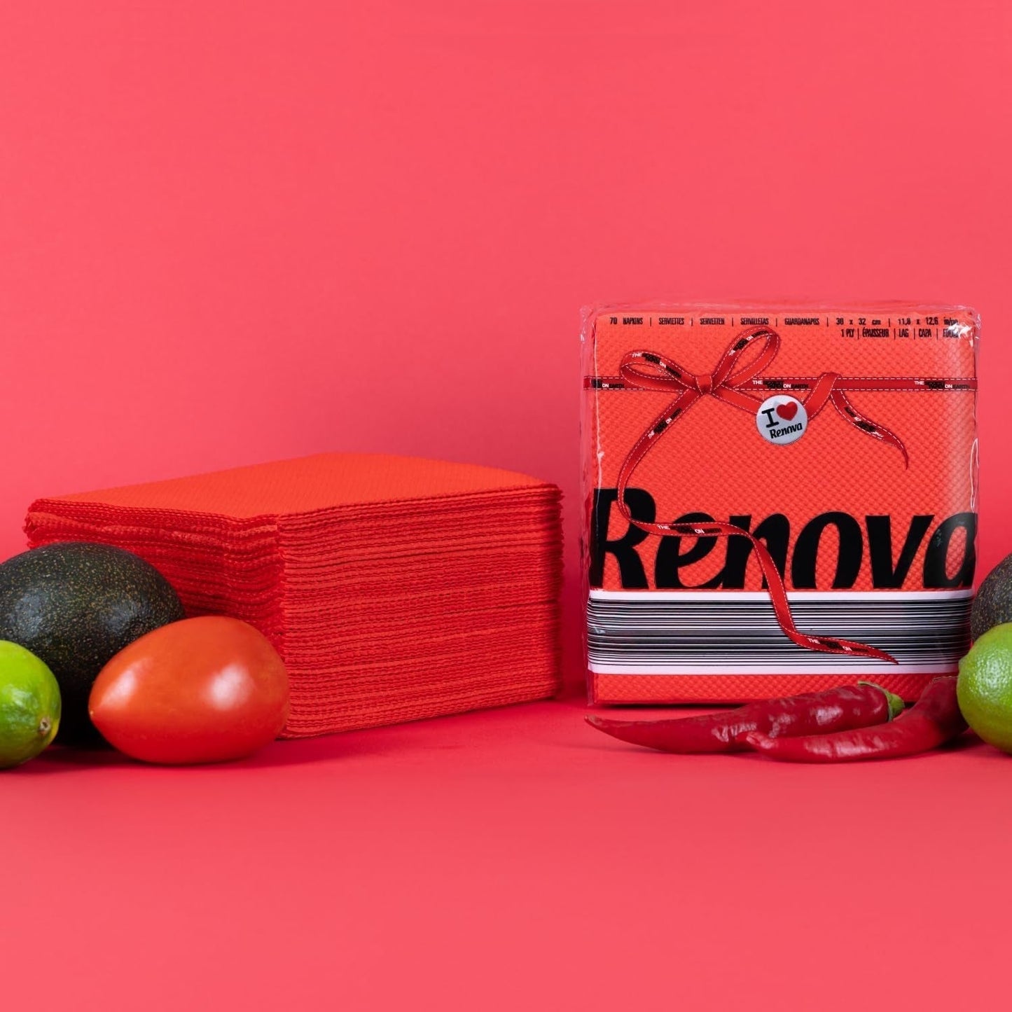 Tovaglioli di carta Renova, etichetta rossa rossa - 70 tovaglioli