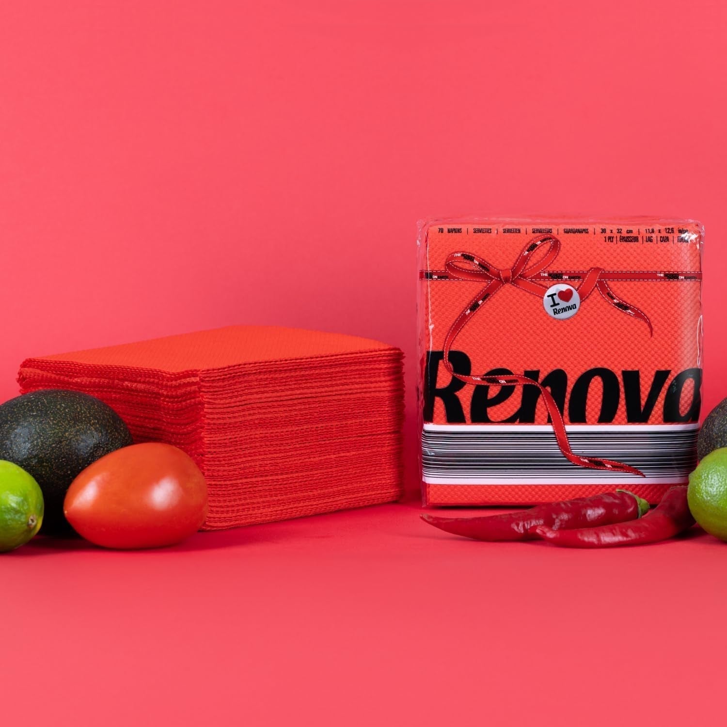 Tovaglioli di carta Renova, etichetta rossa rossa - 70 tovaglioli