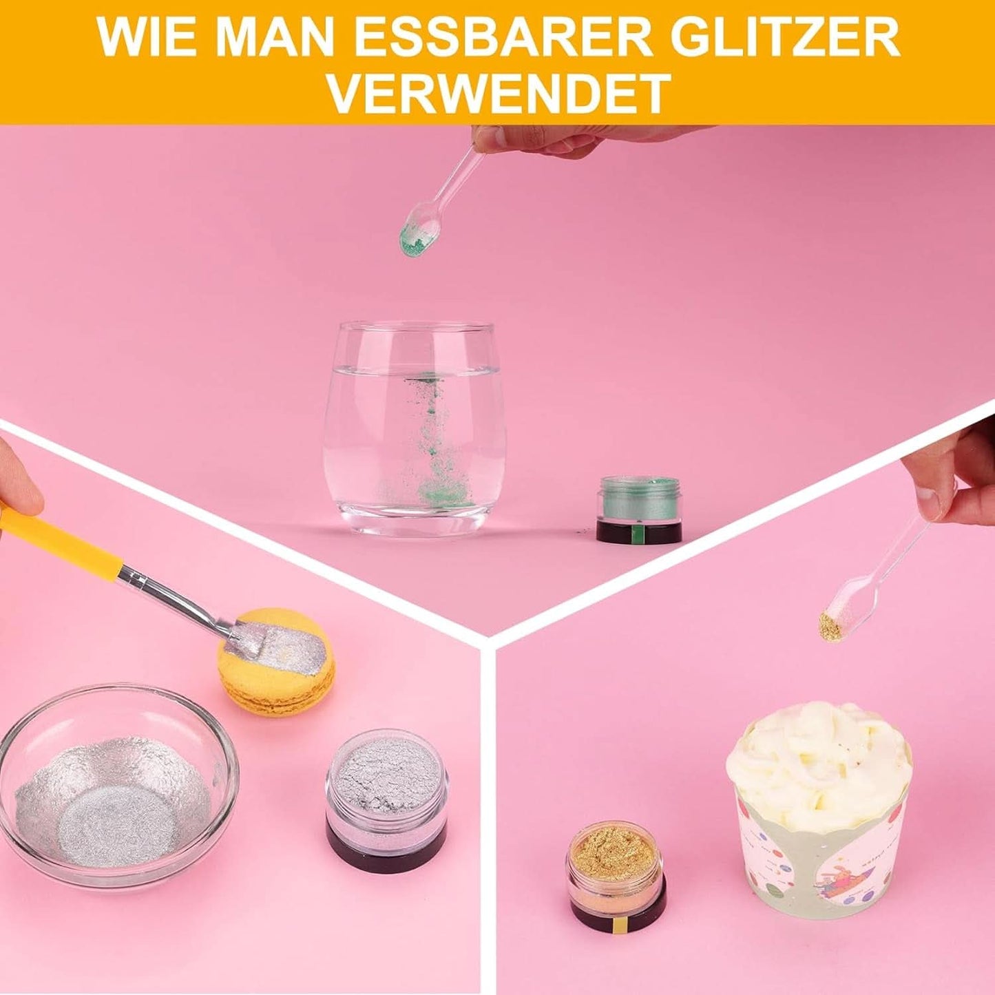 Glitter commestibili, set di 6 tonalità, 5 grammi Glitter Naty Shop