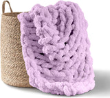 Coperta a maglia grossa, plaid, 100% lavorato a mano con filato di ciniglia jumbo (127 X 152,4 cm, grigio lilla) Letti e piumini Adyrescia Purple 50 "X60"