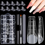 Set di forme per unghie da 120 pezzi, estensioni per unghie, forme per unghie in gel, set di forme per unghie con pennello a doppia testa e lima per unghie con clip, per unghie in gel