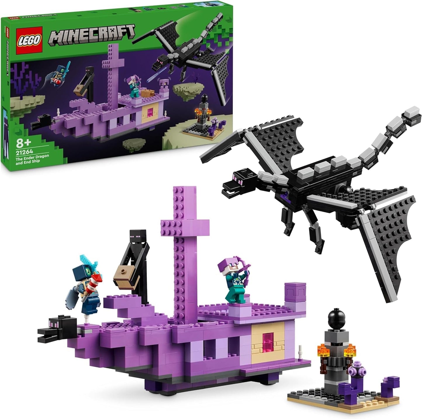 LEGO Minecraft The End Dragon e The End Ship Set di giocattoli e scoperte Set di costruzioni per videogiochi Set di costruzioni per videogiochi Set di avventure Regalo per ragazzi e ragazze 21264 di 8 anni Set di costruzioni Besuche den LEGO-Store Titolo predefinito