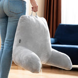 Cuscino da lettura con braccioli InnovaGoods Huglow per divano, letto e tappeto, cuscino da lettura con supporto lombare e maniglia per il trasporto, ergonomico, previene disagio e dolore, grigio