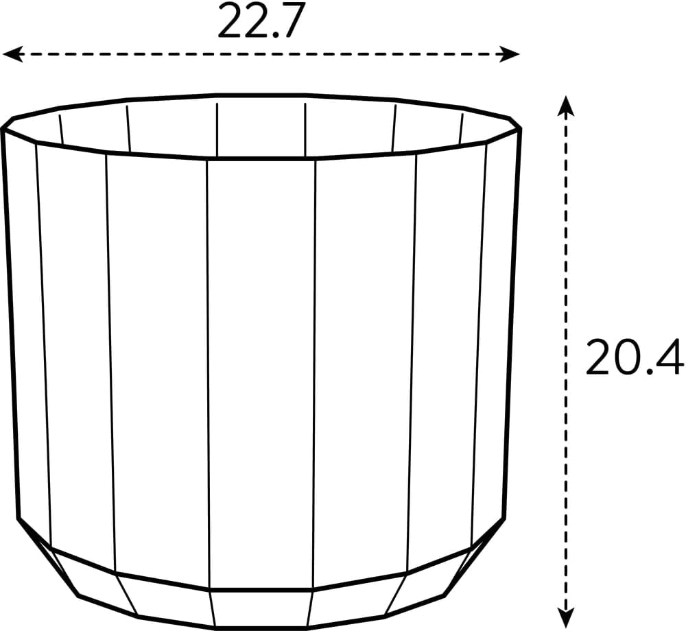 Vaso rotondo elho Facet 23 cm - per uso interno - 100% plastica riciclata - Ø 22,7 x H 20,4 cm - Rosa/Rosa mandorla