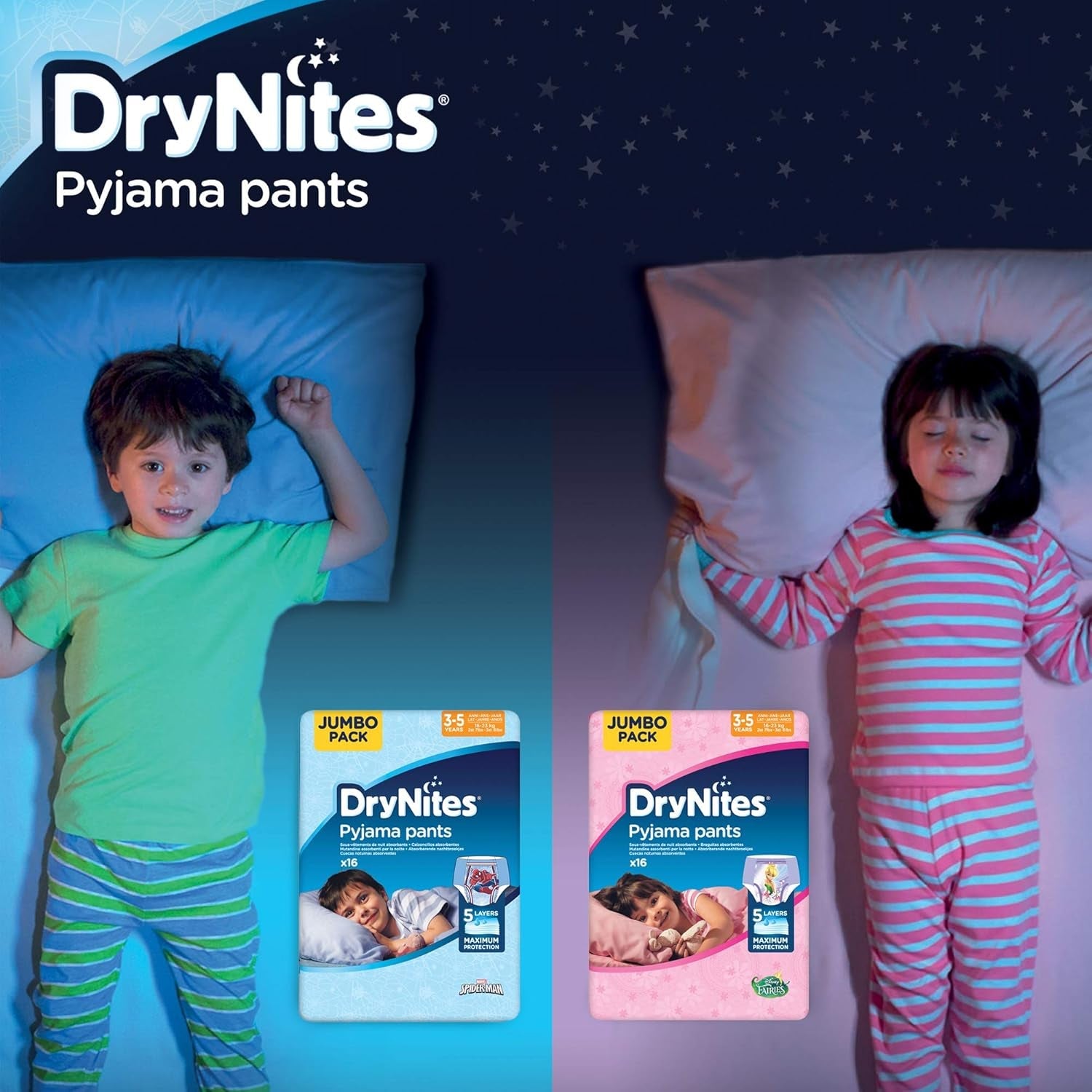 Pantaloni pigiama DryNites per ragazze 3-5 anni 1 confezione (1 x 16 pezzi)