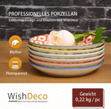 Piatti per torta, set da 6; piattini da dessert (15 cm); Piatti da insalata in porcellana; piatti colorati per la colazione; mini piatti per pasta, frutta, pane