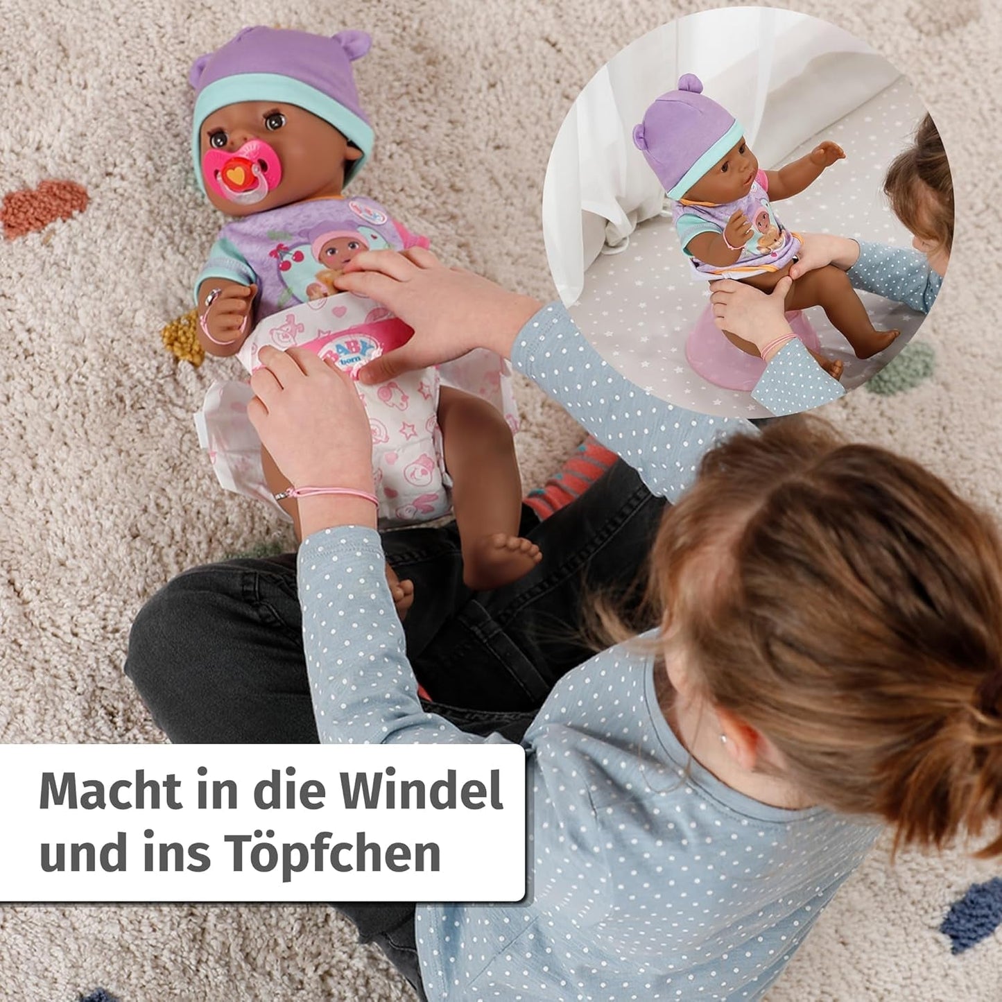 BABY Born Eva 43Cm, bambola con 10 funzioni e accessori, per bambini dai 3 anni, funziona senza batteria, bambola grande 43Cm, 836408 Zapf Creation Dolls Naty Shop