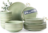 GBHOME Set di stoviglie in ceramica per 6 persone, set di piatti e ciotole dipinti a mano da 24 pezzi, gres antigraffio, lavabile in lavastoviglie e adatto al microonde