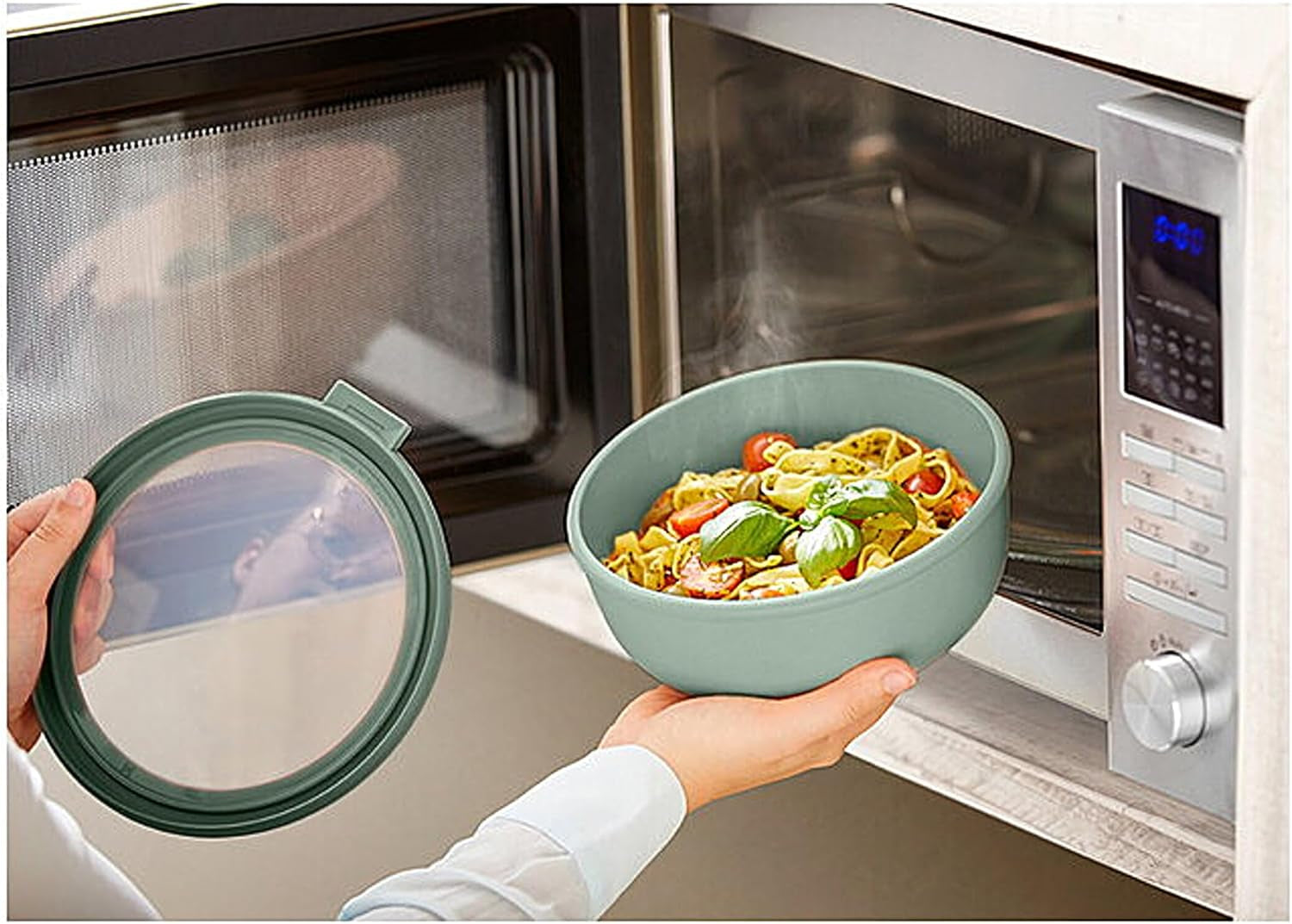 Mepal - Set multiciotola Cirqula Round da 4 pezzi - Barattoli con coperchio - Adatti come contenitore, frigorifero, congelatore e microonde - 500, 1000, 2000 e 3000 ml - Contenitori per alimenti in salvia nordica Naty Shop