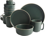 Zuma Set Posate Rotonde 16 Pezzi, Piatti, Ciotole, Tazze, Set Posate, Servizio per Quattro (16 Pezzi), Verde