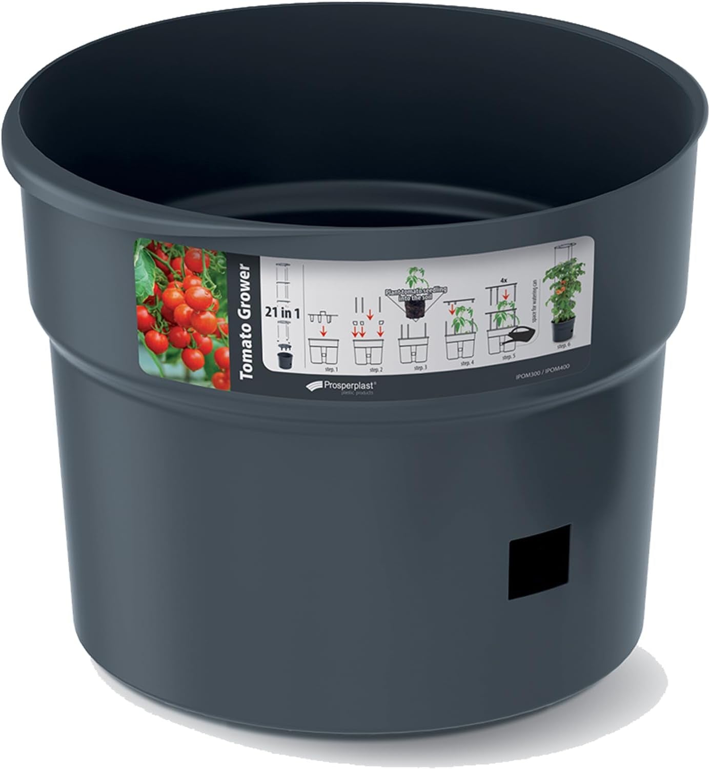 Vasi per piantine di pomodoro Prosperplast con traliccio – Robusta fioriera in plastica | Antracite | Resistente agli agenti atmosferici e ai raggi UV | 29,5 x 115,2 cm | Ideale per il giardino e il terrazzo