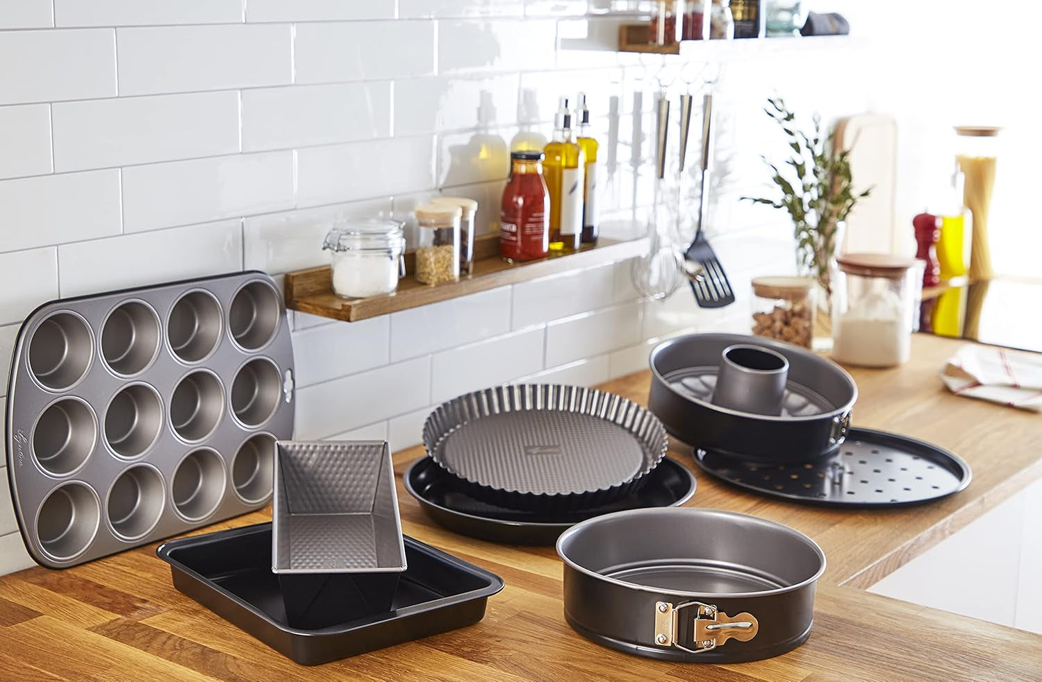 Gustosa Backform 12 Muffin Aus Stahl, Antihaftbeschichte, Für Backofen, Schwarz, 38 X 27 Cm Stampi e teglie per pasticceria Naty Shop