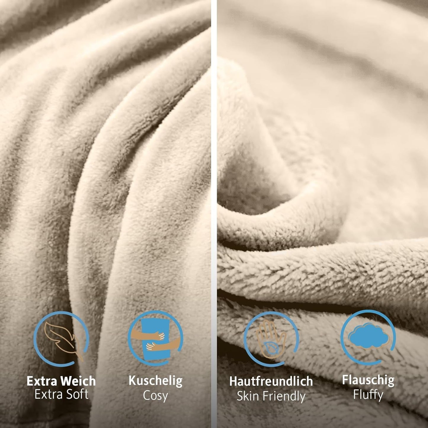 Komfortec soffice coperta, comoda coperta, coperta in pile, certificata Oeko-Tex, super morbida, 150X200 cm, 260 G/M², beige Letti e coperte Besuche den Komfortec-Store