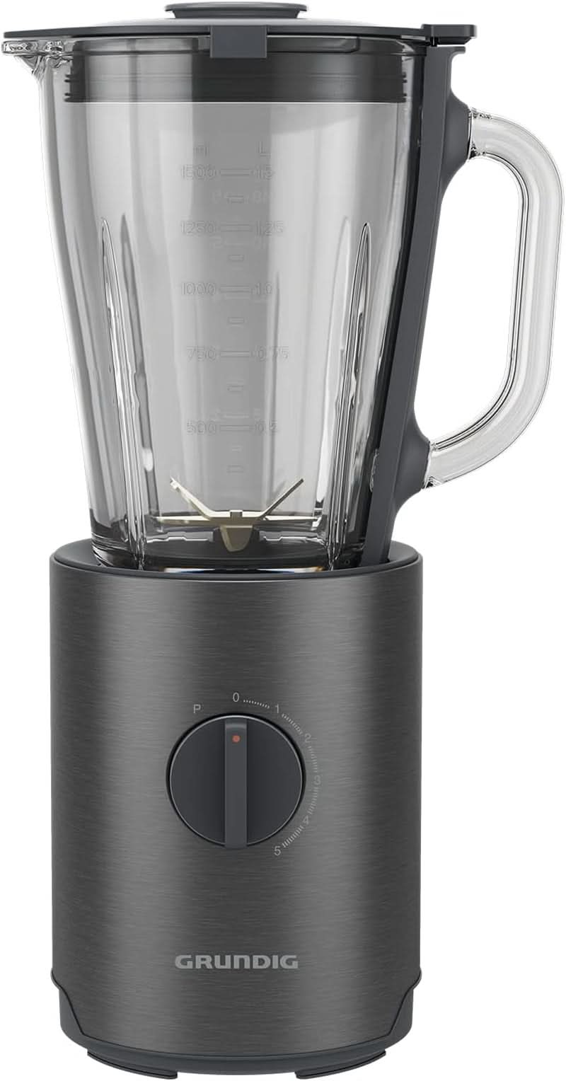 Grundig Delisia Novus SM 7140 Professioneller Robot da cucina, 1,5 litri, 800 Watt, 6-Fach Edelstahlmesser Mit Zirkonium-Beschichtung, 5 Geschwindigkeitsstufen + Pulse-Funktion, Dark Inox/Edelstahl Kitchen Naty Shop